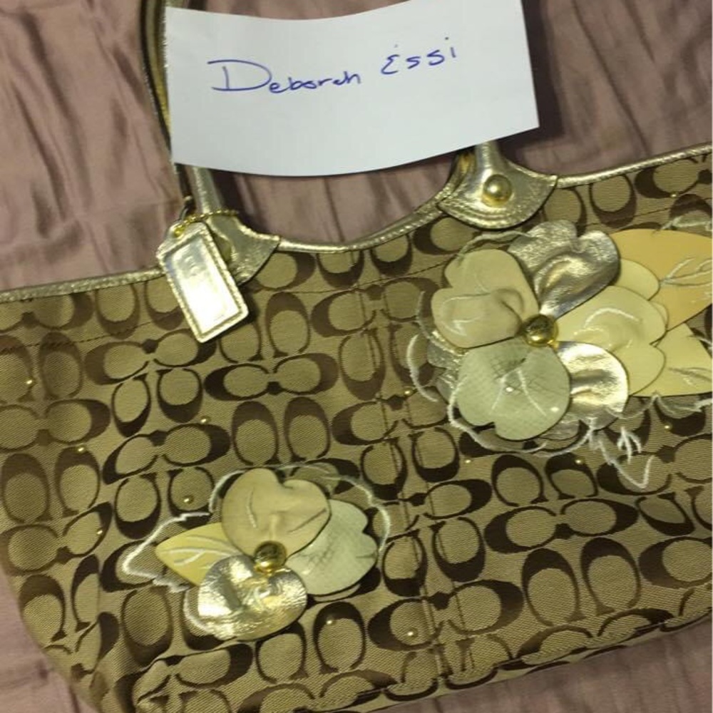 Coach bleaker tote with flower appliqué f16276